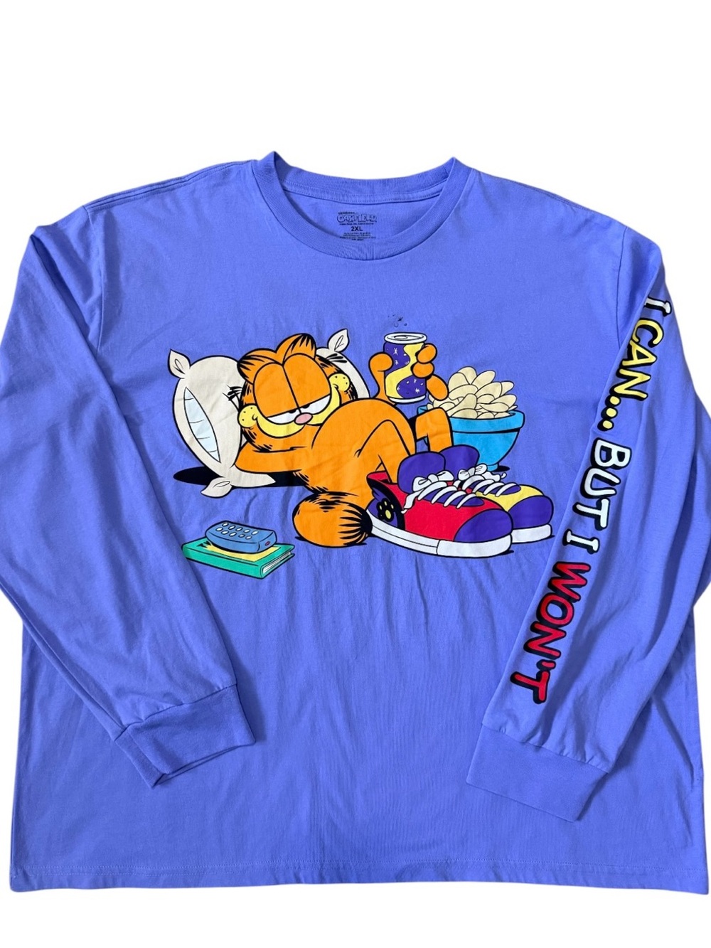 Garfield Relaxed Graphic Long Sleeve Tee - Periwinkle Blue Size 2XL